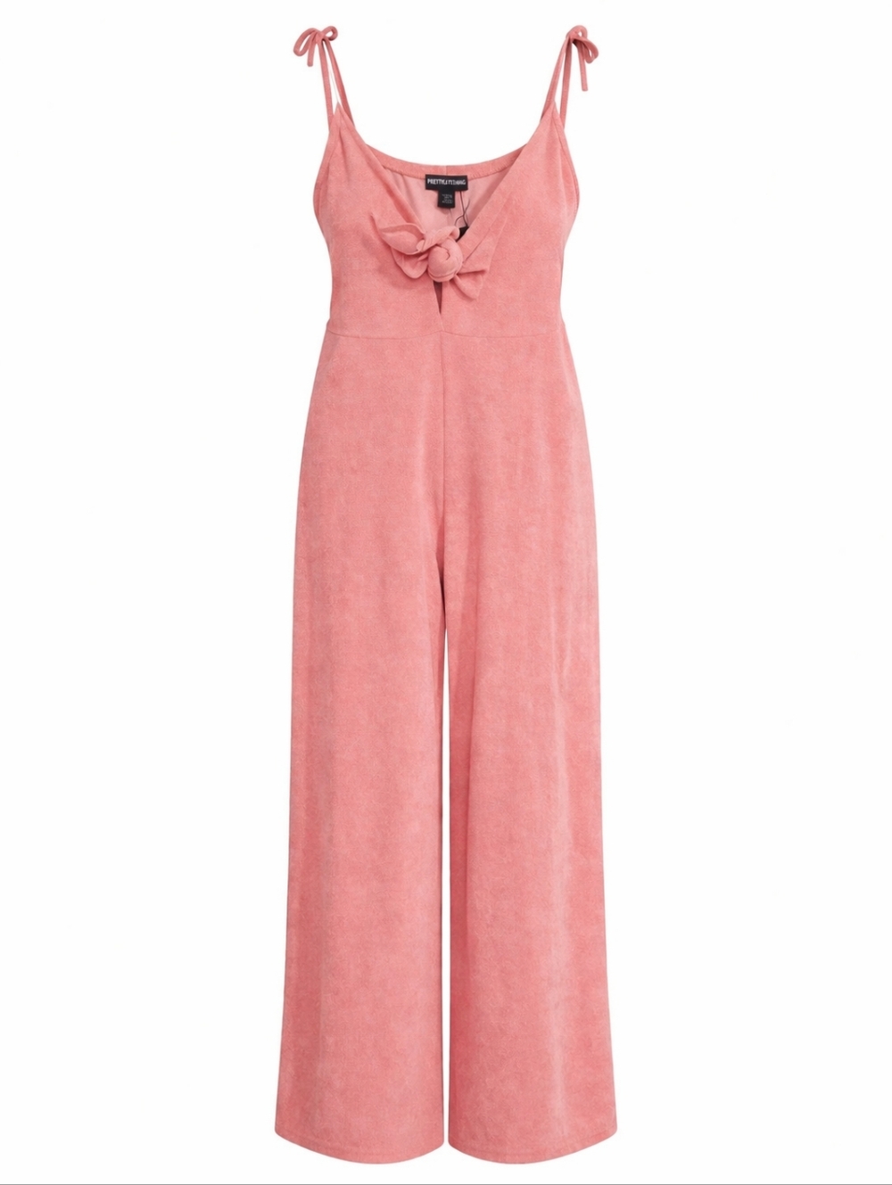 Pretty Little Thing- Dusty Pink Tie-Front Wide Leg Jumpsuit